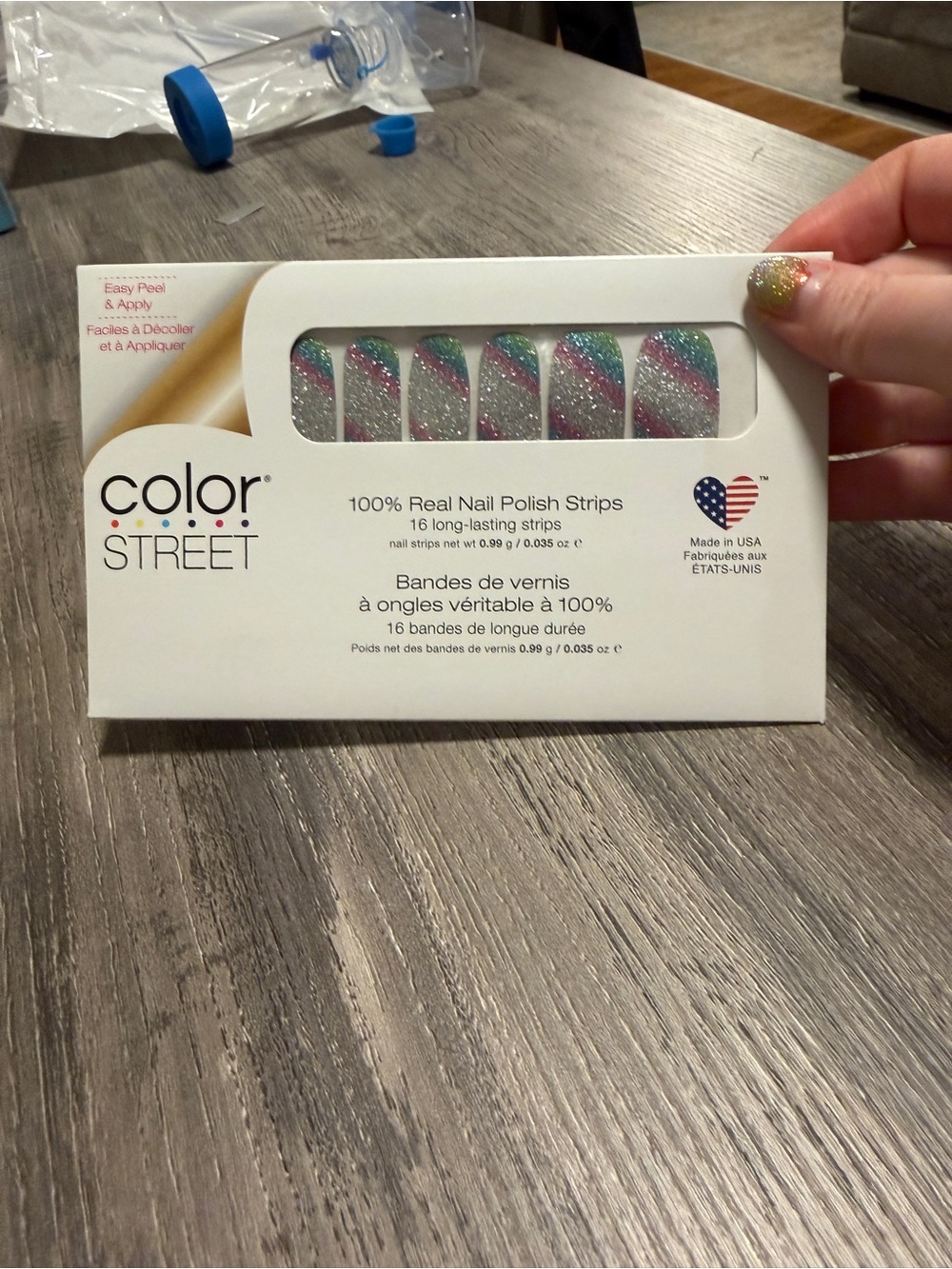 Color Street Multicolor Glitter Diagonal Stripe Press-On Nail Strips